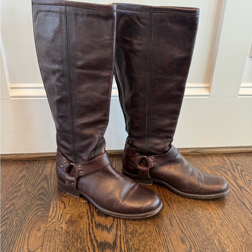Frye Women's Phillip Harness Brown Leather Boots 9